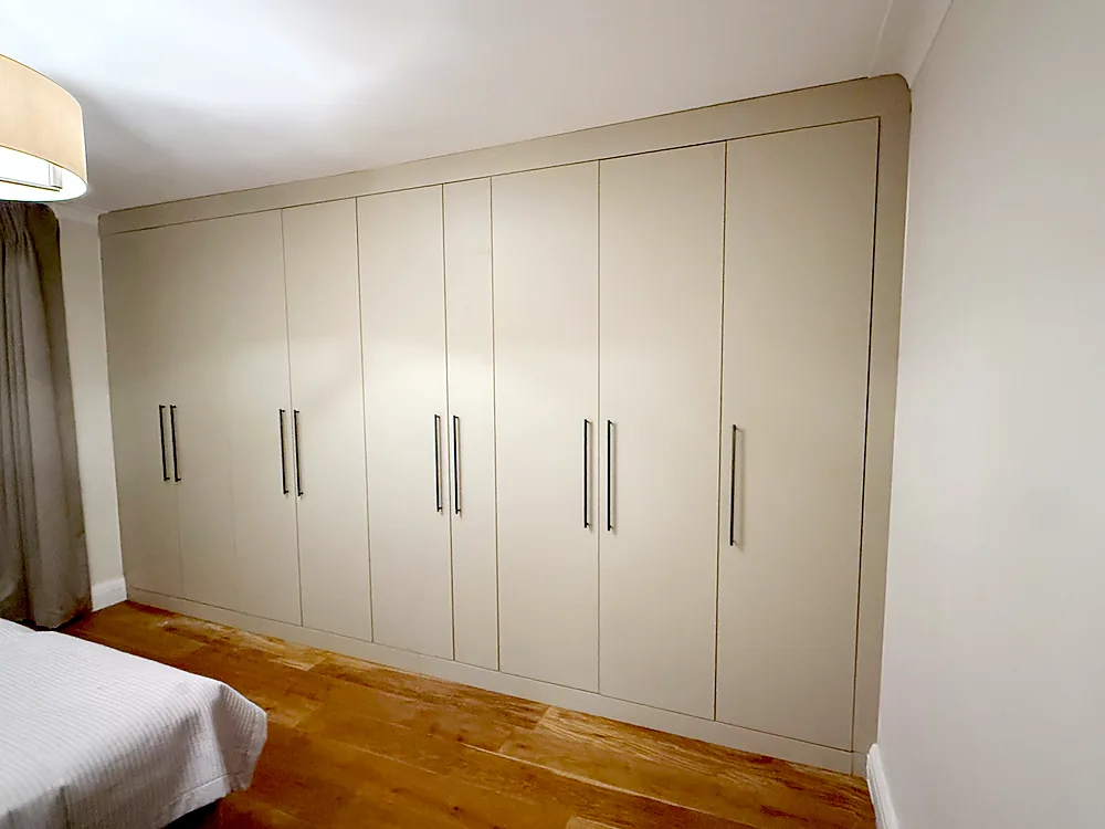 Fitted wardrobes grey doors long handles