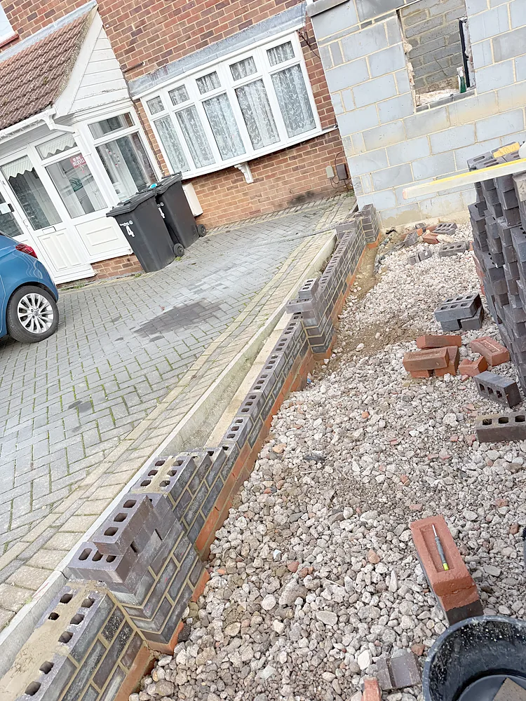 Front garden wall footings and blockwork