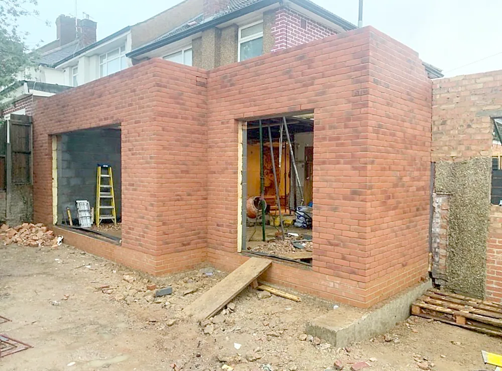 Rear extension brickwork shell