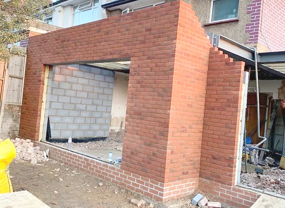 Rear extension brickwork shell